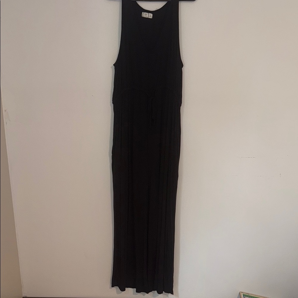 Elegant Black Sleeveless Maxi Pants Romper